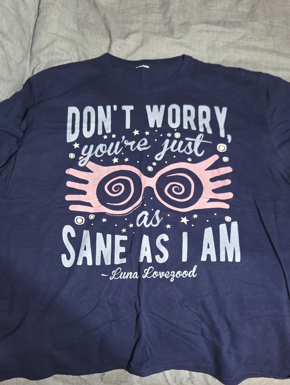 Kids Navy Graphic Tee with Pink Glasses Print - Luna Lovegood